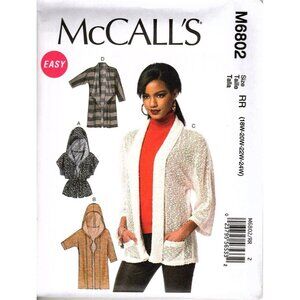McCall's M6802 Womens 18W to 24W Hooded Cardigan Jacket Uncut Sewing Pattern New